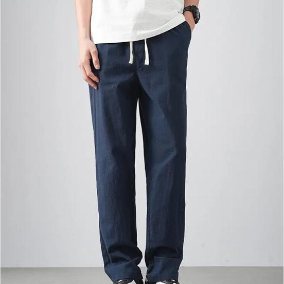 Breathable Pants Men Fashion Thin Ankle-Length Pants Elastic Waist Straight Leg Men's Clothing