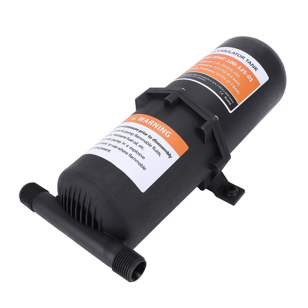 Vordruck-Akkumulatortank 1L 125PSI 12in MNPT RV Akkumulatortank mit 2 Klemmen PTFE-Band