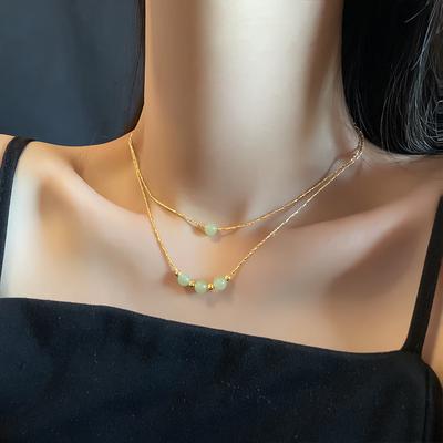 S925 Silver Color Hetian Jade Necklace Female Pendant Collarbone Chain Niche Design All-match Fashion 2022 New Fashion Necklace