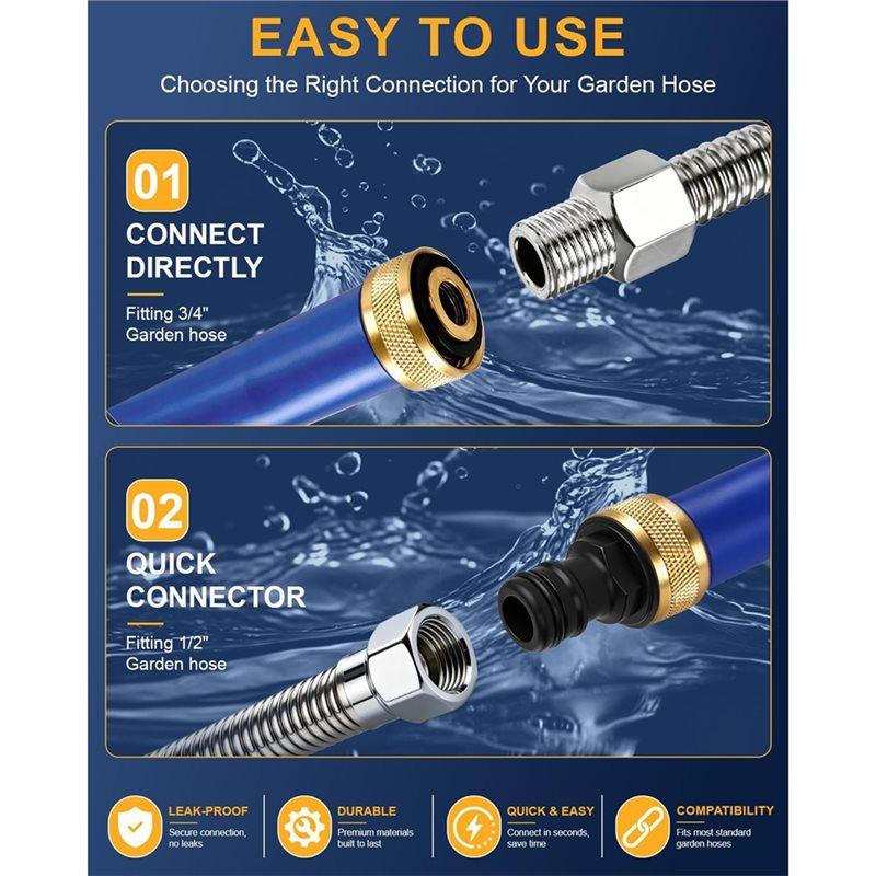 ABYN-Garden Hose For Power Washer Upgraded Jet Nozzle Washer Wand Hydro Jet High Pressure Washer Tools Hose Attachment