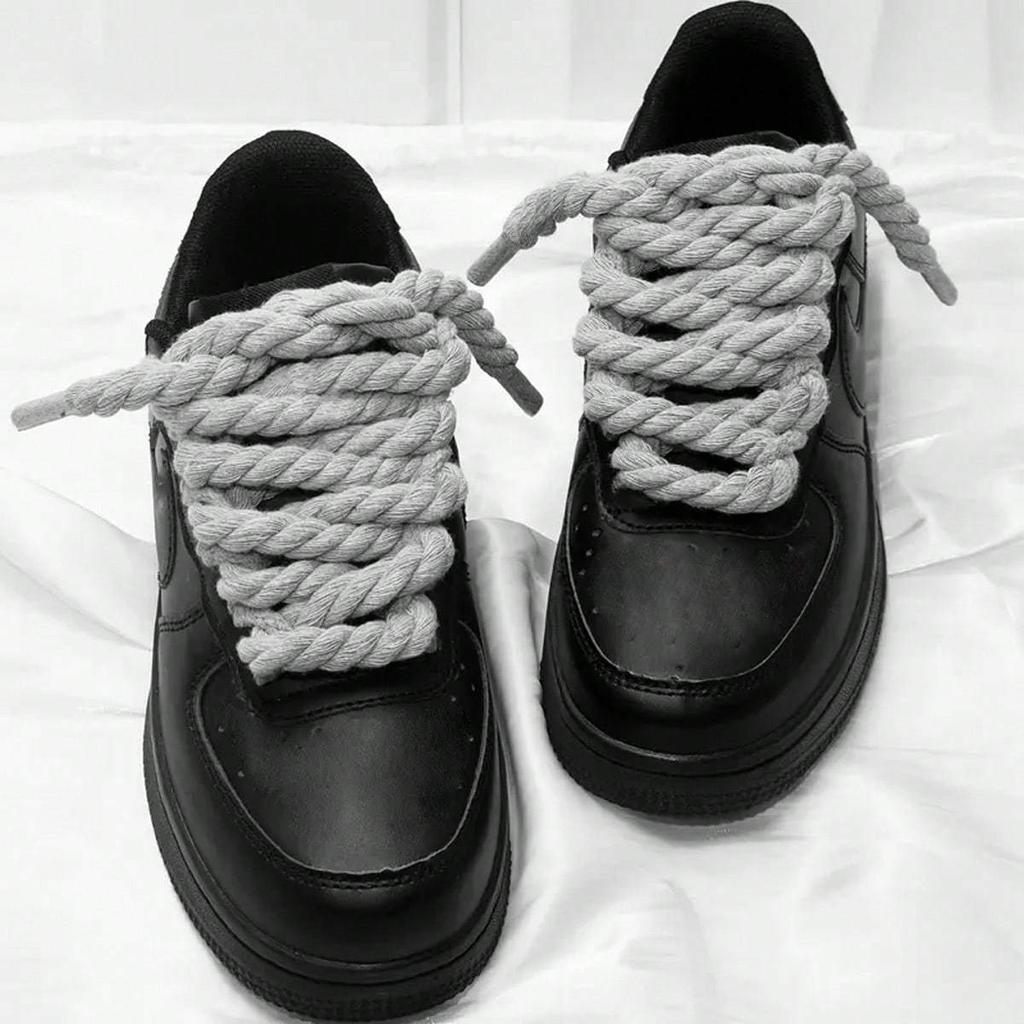 1pair Round Rope Shoelaces For Canvas Shoes, Skate Shoes, Sneakers Decoration