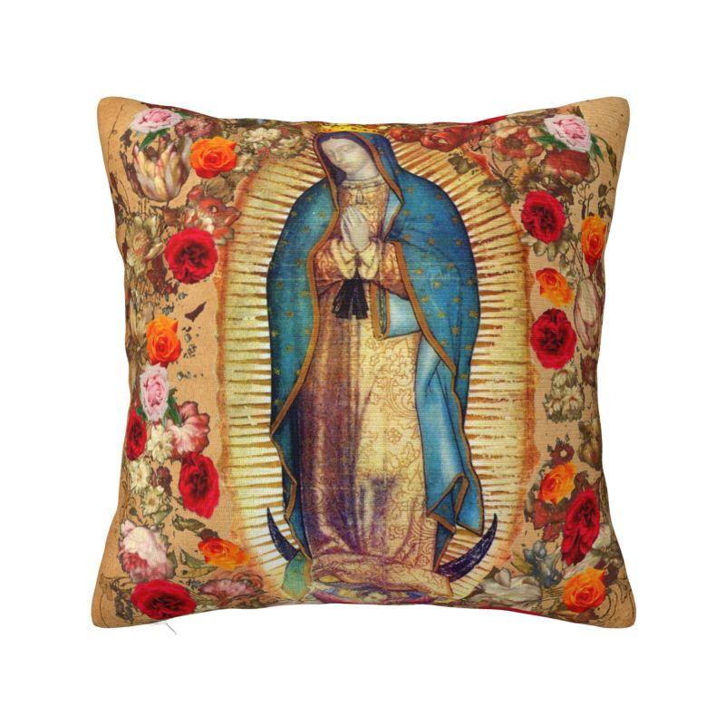 Our Lady Of Virgin Mary Mexico Pillow Covers Living Room Christian Jesus Saint Catholic Luxury Cushion Cover Velvet Pillowcase