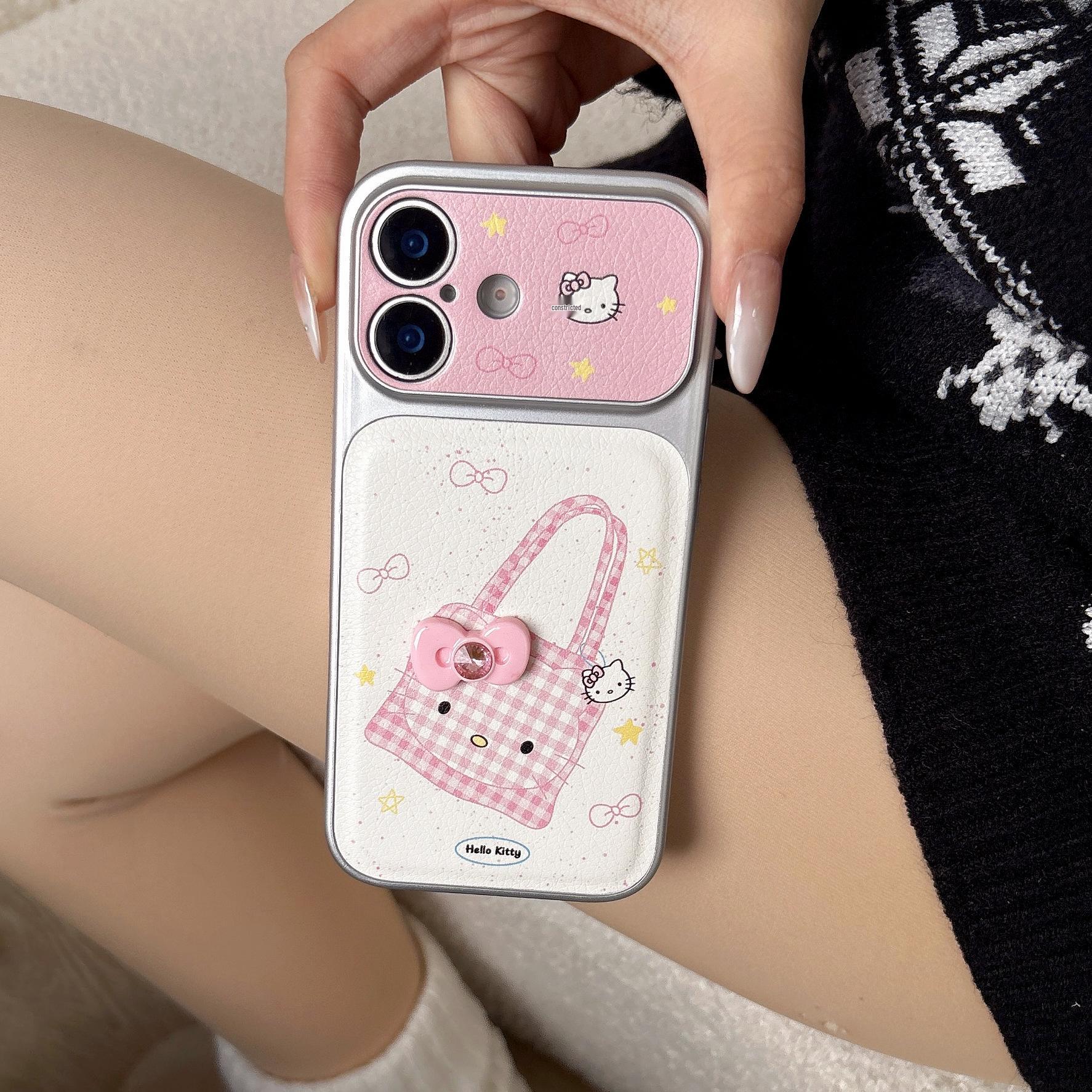 

Kitty Plaid Canvas Bag for iPhone 17 Pro Max / Apple 16, 15, 14 iPhone 15 Pro
