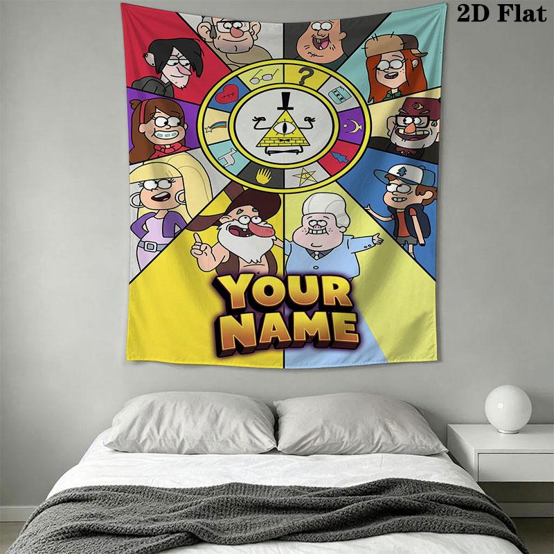 Custom Gravity Falls Wall Hanging Printed Fabric Blanket Decorative Tapestries for Bedroom Living Room Home Decor