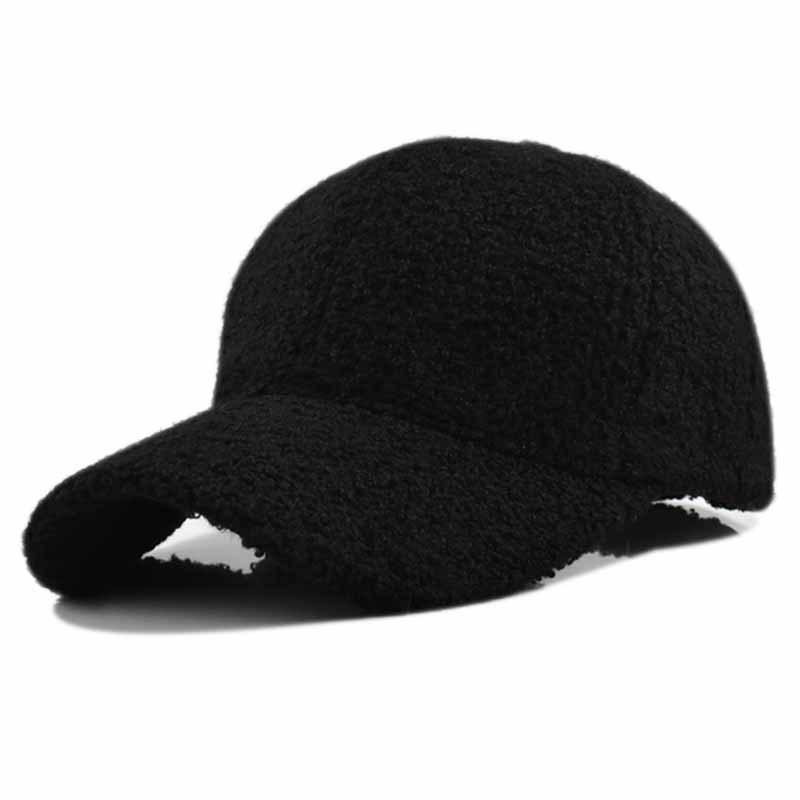 Winter Women's Solid Color Lamb Wool Baseball Cap Thickened Warm Outdoor Duckbill Hat