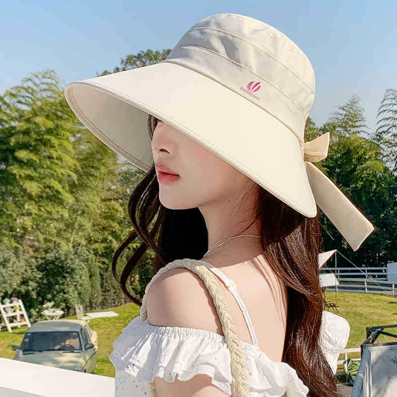 

Шляпа от солнца с широкими полями 2025 новая летняя шляпа-ведро с солнцезащитным козырьком и отверстием для хвостика, защита от УФ-лучей Adjustable