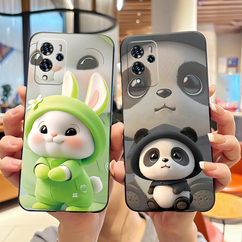 Phone Case For ZTE Blade V40 Pro/ZTE 9046 Soft Silicone Black Case Aesthetic Pattern Love Goldfish Rabbit Shockproof Coque