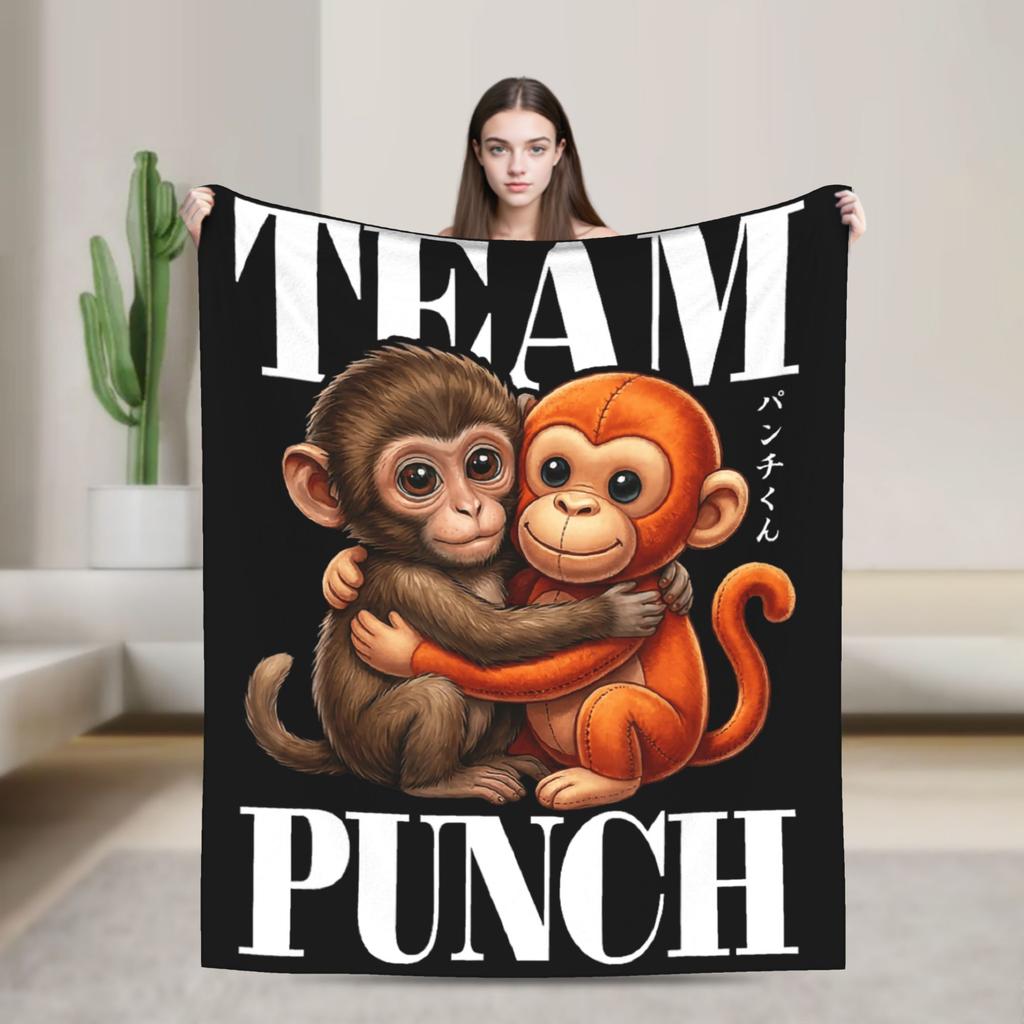 Monkey Punch Needs Hugs Too Cute Macaque Orangutang Flannel Blankets Adults Warm Comfy Throw Blanket Winter Chair Bed Cover