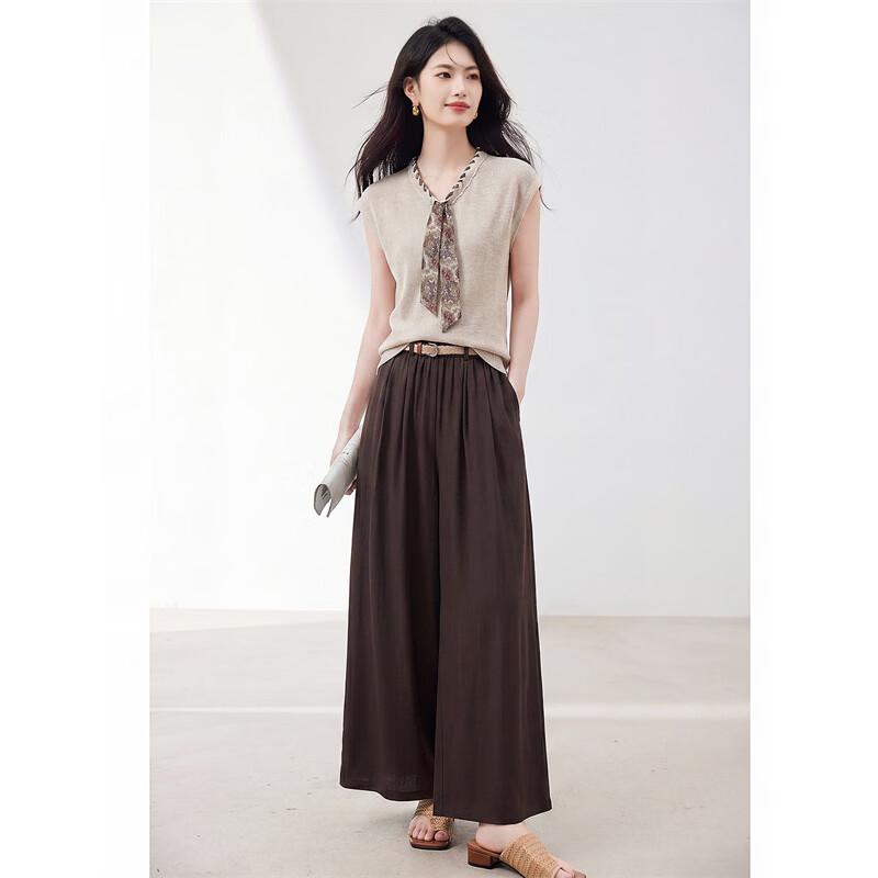Elegant V-Neck Linen Blend Knit Top and Pants Set