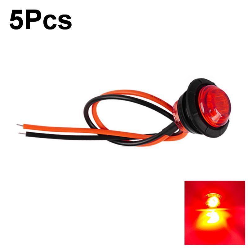 5 PCS Mini Round LED Side Marker Light High Brightness 24V Truck Trailer Auto Indicators Clearance Light Universal