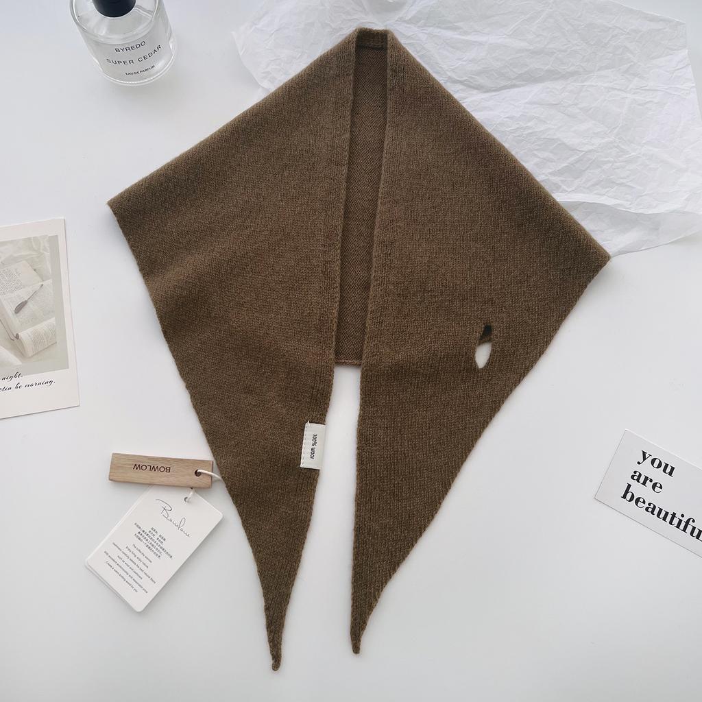 New Korea Styles 100% Wool Knitted Triangular Scarf Women Winter Warm Decorate Headscarf Shawl Neckerchief Hijab Pashmina
