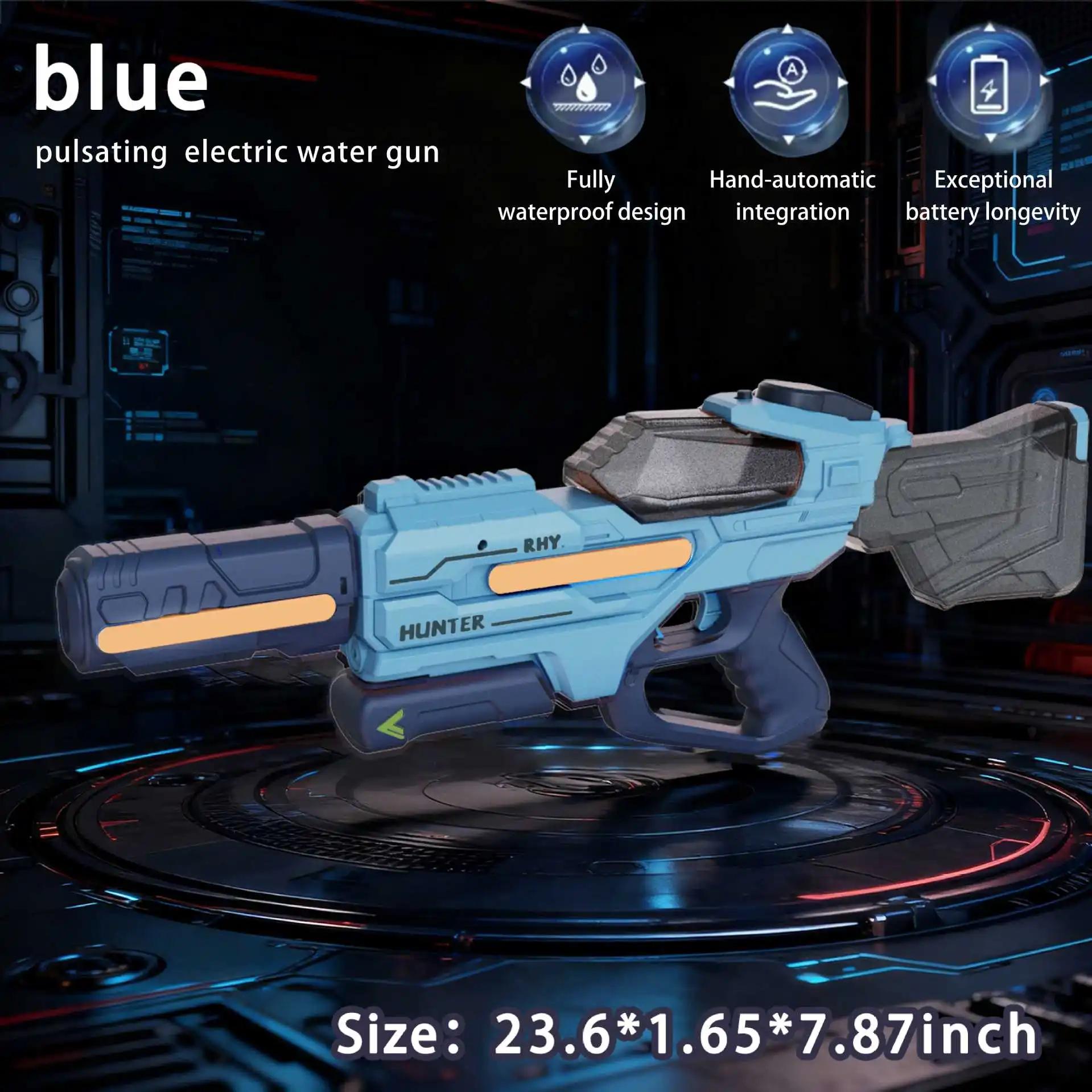 Электрический Водяной Пистолет Пульсирующая Непрерывная Стрельба Водяной Пистолет Большой Емкости Пистолет-Брызгалка Интегрированный Ручной и Автоматический Водяной Пистолет Игрушка для Бассейна