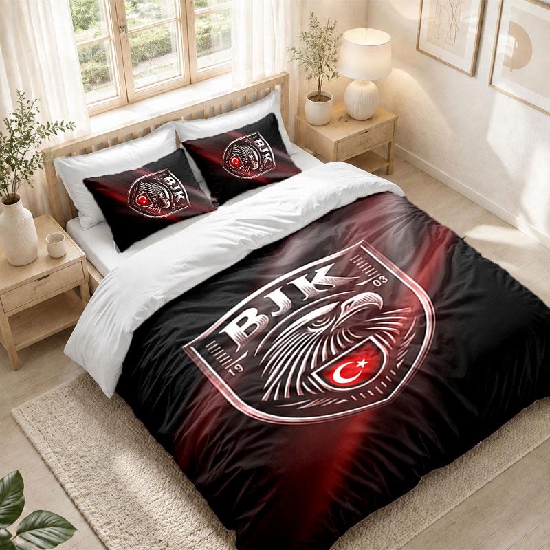 Bettwäsche-Set 1 Bettbezug 2 Kissenbezüge Beşiktaş FC Aufdruck Schlafzimmer Heimdekoration