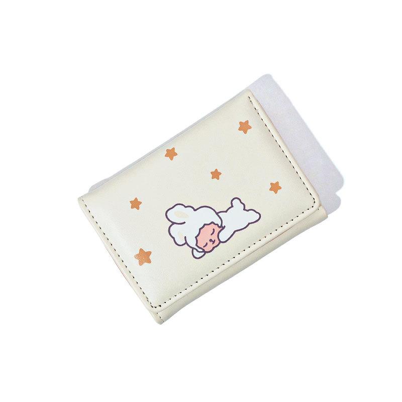 Cute Buckle Folding Wallet for Women Cartoon PU Leather Bank Card Holder Short Purse Birthday Gift for Girls Billfold