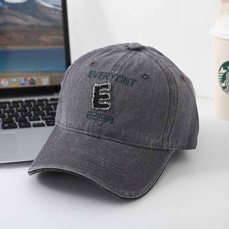 European and American retro hats women's fashion trend black cap men's deep top washed denim baseball cap tide