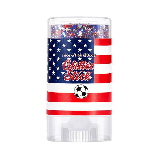 Patriotic Glitter Stick, Red White Blue Star Face Paint for Independence Day, Body Shimmer Crayon for Festival