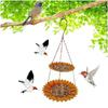 Bird Feeders For Outside Double-Layer Retro Feeding Tray Hangable Sunflower Design Bird Feeder For Finch Hummingbird Backyard