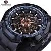 Forsining Hot Gold Men Automatic Mechanical Watches Luxury Skeleton Men's Gift Watch Stainless Steel Wristwatches Luminous