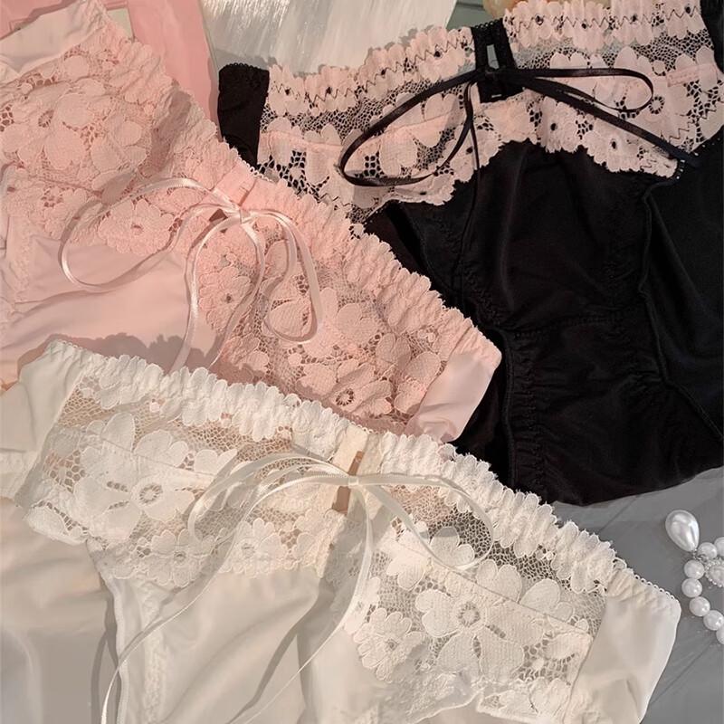 FitonTon Women's 3-Pack Ice Silk Lace Bikini Briefs