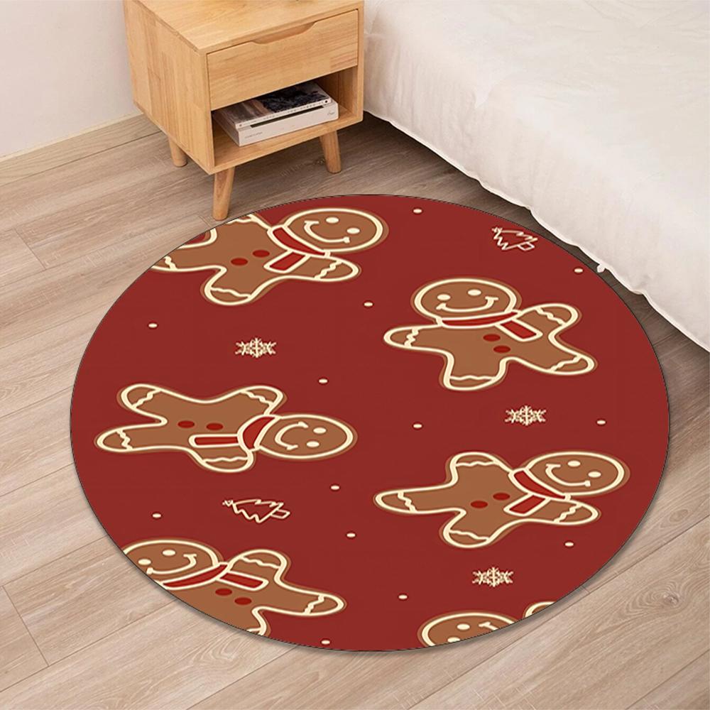 Christmas gingerbread man Printed Round Rug Carpet Chair Rug Area Rug Entryway Doormats,for Office Chair Living Room Bedroom Kitchen Room.