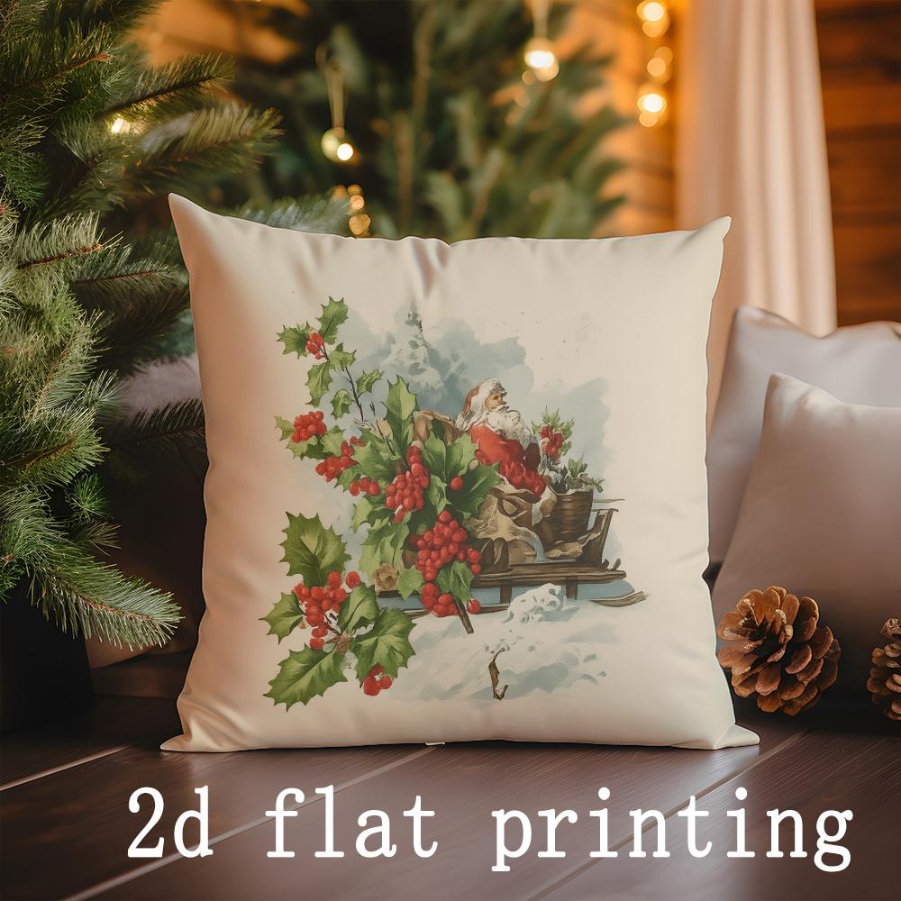 

Домашний декор Рождественская тематика Снежная сцена Наволочки с рисунком Наволочка для подушки Подходит для дивана Спальни Автомобиля Наволочка 16x16Inch