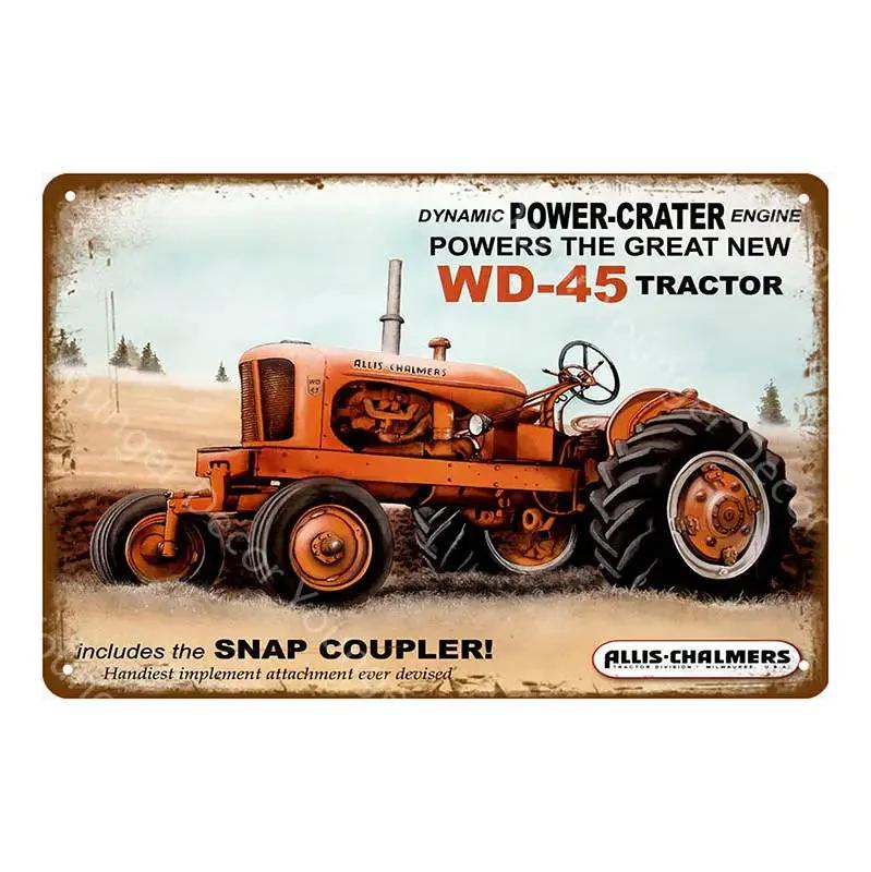 Vintage Farm Tractor Metal Signage Tin Signage Metal Vintage Farmhouse Courtyard Wall Art Decoration Mural Aesthetics Gift