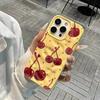 Korean Cherry Pattern Phone Case For iPhone 17 16 15 14 13 12 11 Pro Max 14 15 Plus 17 Air Wrinkle Wave Soft Silicone Drop Cover