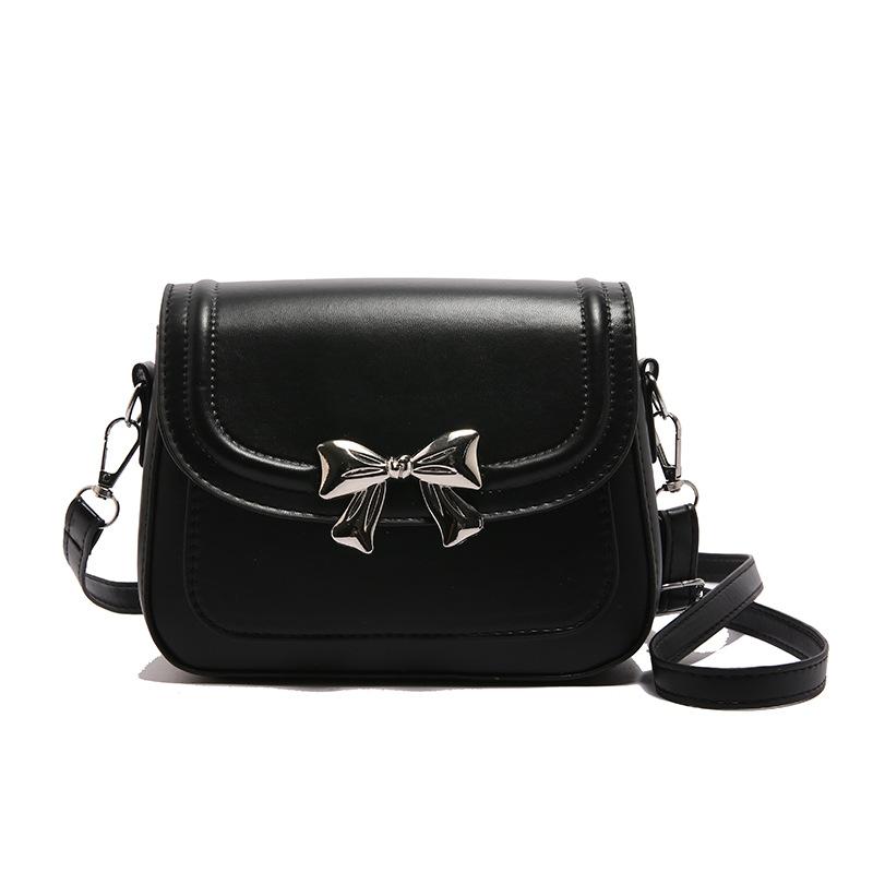 High Value Foreign Style Small Bag Women's 2025 Autumn New Popular Solid Color Messenger Bag Fashion Bow Small Square Bag