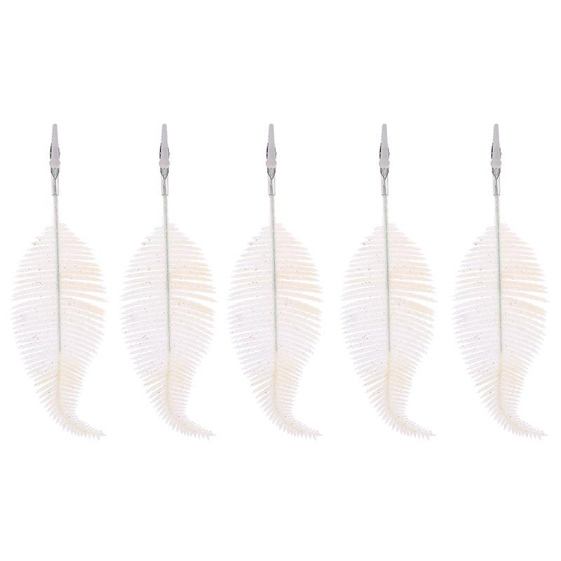 5Pcs Glittering Feather Artificial Leaves Clip Christmas Tree Ornaments Navidad New Year Wedding Christmas Party Home Decoration