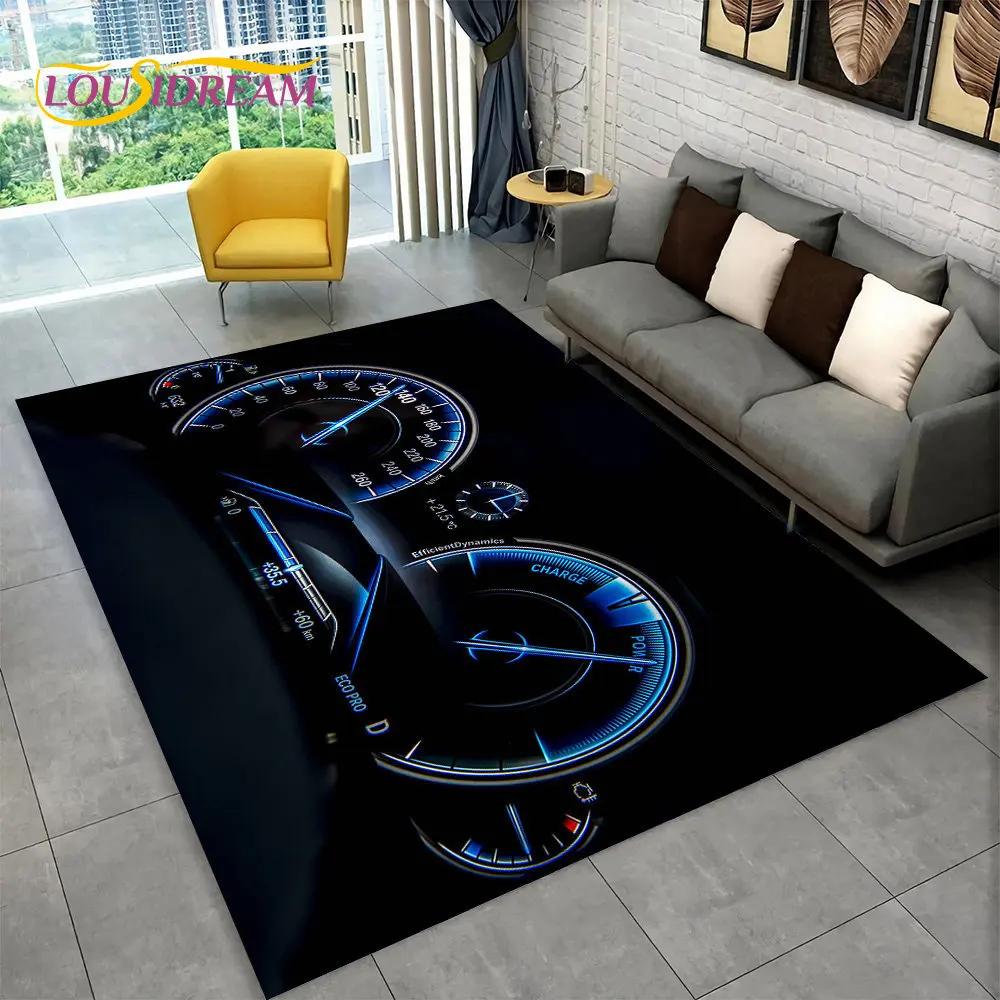 Alfombra grande para tablero de instrumentos de carreras de autos en 3D, alfombra para sala de estar, dormitorio, sofá, cocina, decoración, alfombra antideslizante para juegos de niños