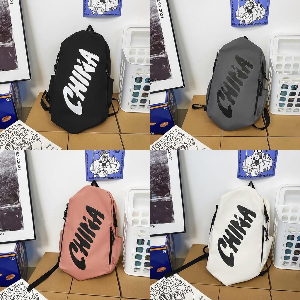 Simplified Letter Print Student Large Capacity Casual Backpack School For