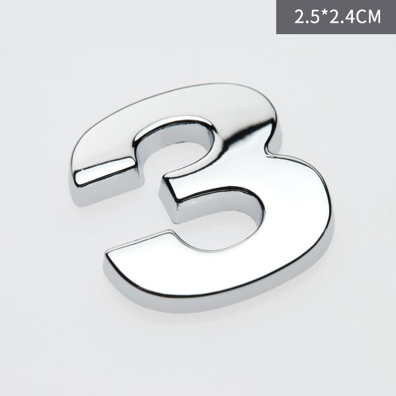 Custom 3D Car Number Alphabet Stickers Zinc Alloy Metal Chrome Emblem Scratch Proof Durable for Auto Badge Motorcycle Laptop Decor