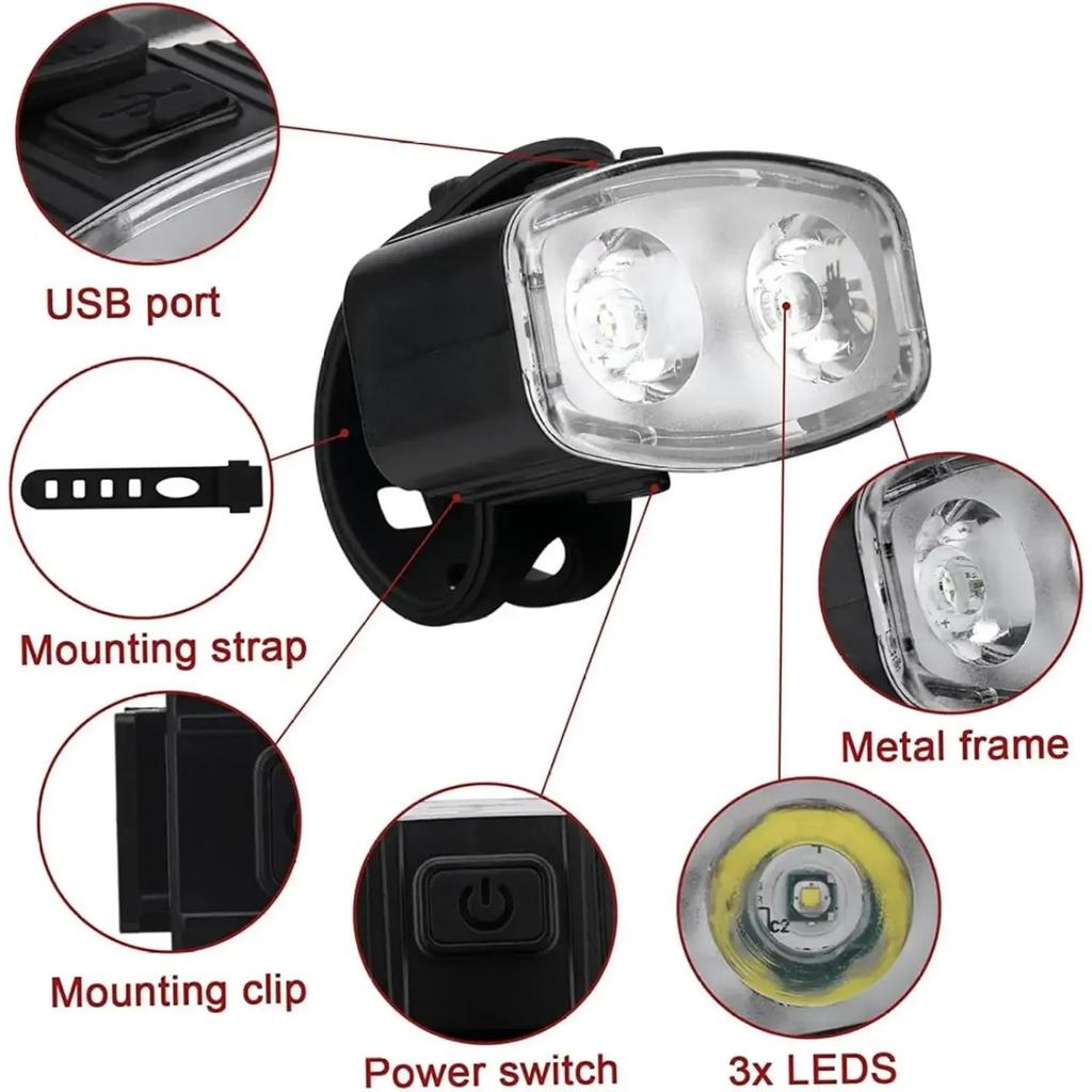 Cycling Bicycle Front Rear Light Set Bike USB Charge Headlight Light Waterproof MTB Waterproof Taillight LED Lantern Bike Parts