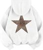 Dames Hooded Sweatshirt met Luipaard- en Sterrenprint, Casual Pullover met Lange Mouwen, Grote Voorraad Beschikbaar