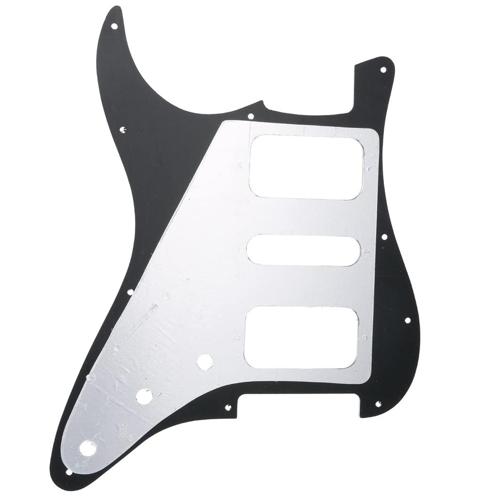 Musiclily Pro 11-Hole Round Corner HSH Stratocaster Pickguard for Fender AmericanMexican Standard Stratocaster Electric Guitars, Black Pearl, 4 Pieces