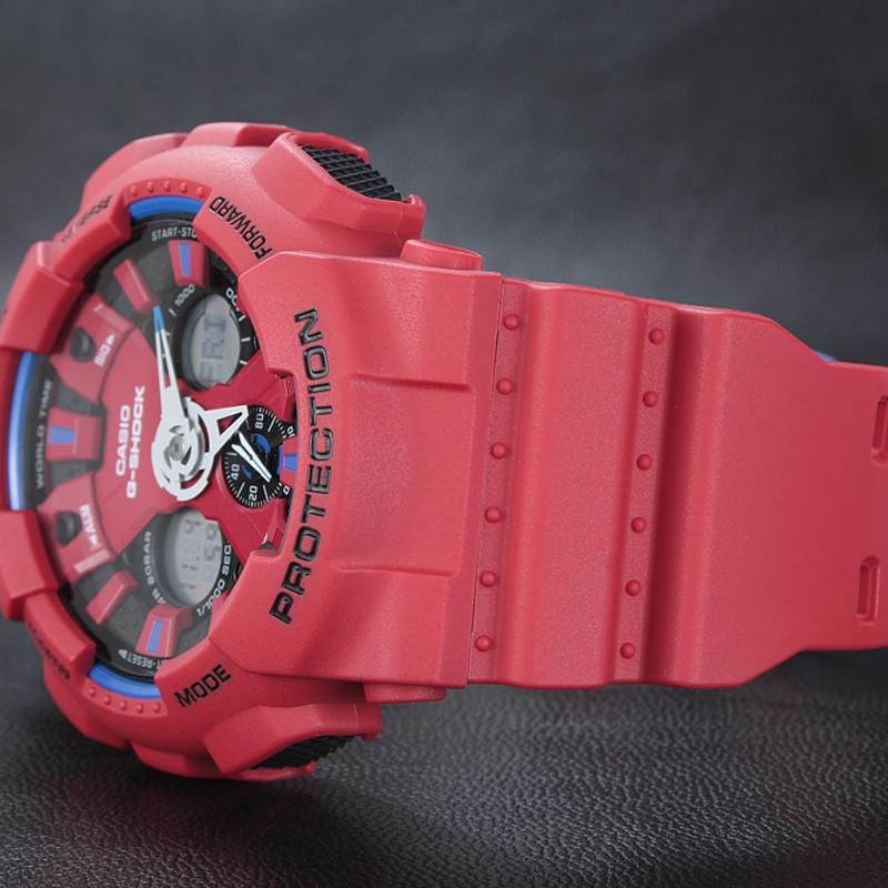 Casio G-Shock Fashionable and Vibrant Street Classic Three Eyes Design Hardcore 200m Waterproof Dual Display Dial Quartz Movement Japanese GA-120TR-4A