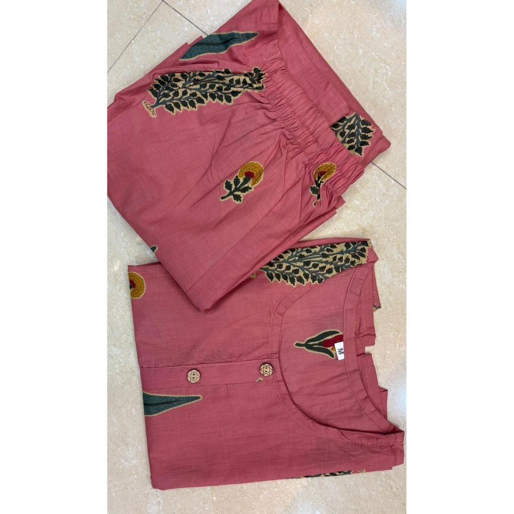 Women's Printed Cotton Top with Skirt Set Indian Bollywood Casual Wear Kurti Set