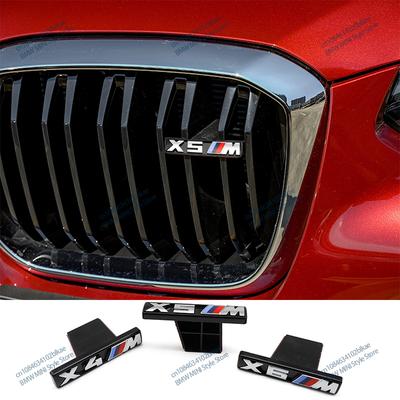 Zjnrg5 Premium M Power Front Grille Badge Glossy Black Emblem Logo Self-Adhesive Sticker for X2 X3 X4 X5 X6 Tuning Car Accessories