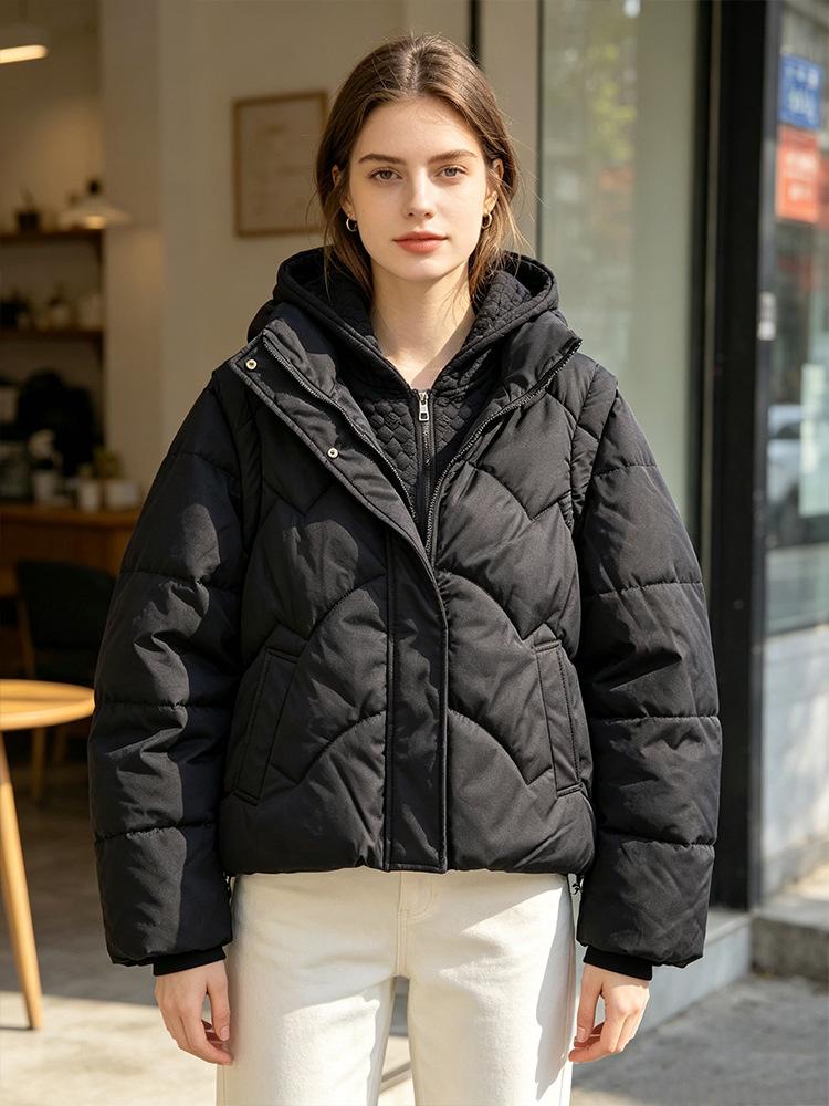 Winter new down padded clothes women's short removable thickened padded clothes fashion casual hooded padded jacket