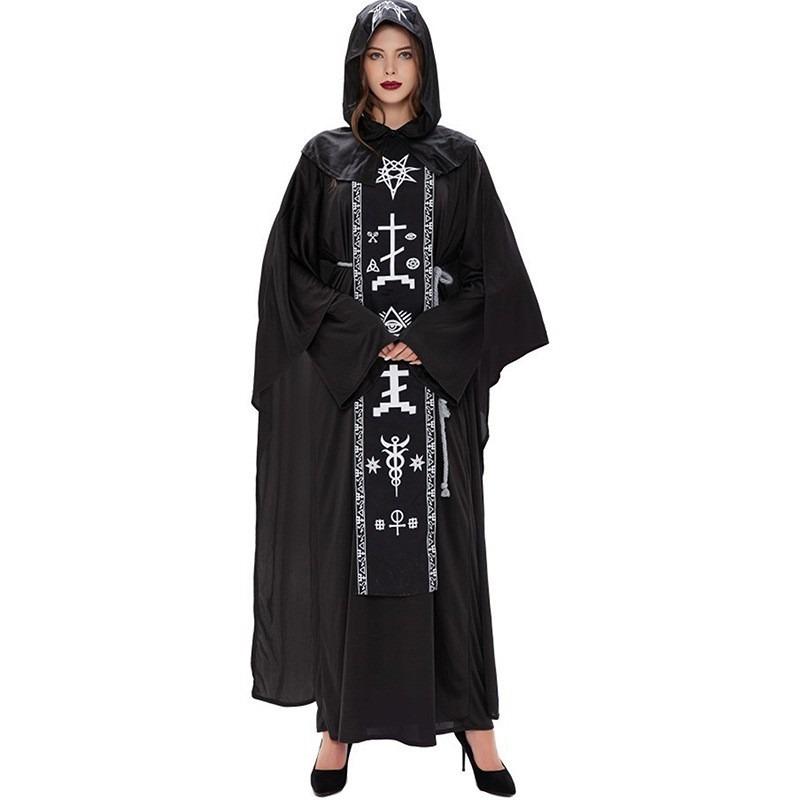 Halloween Kostüm für Erwachsene Zauberer Schwarzer Umhang Paly Kostüm, Zauberer, Vampir Verkleidungskostüm
