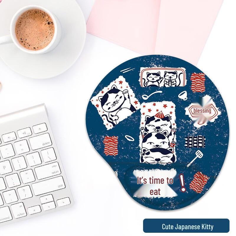 Fumade Cute Japanese Cat Wrist Rest Mouse Pad