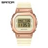 Sanda Couple's New Lift-Hand Light Digital Square Wristwatch
