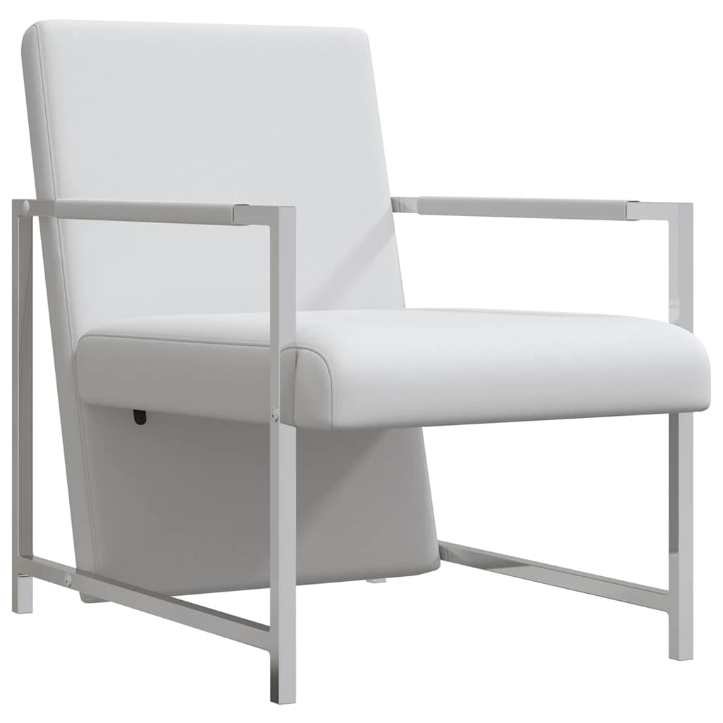 Armchair with Chrome Legs White Faux Leather