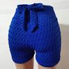 Pantaloncini sportivi da donna Elastico a vita alta Tinta unita Lacci Slim Fit Skinny Sopra il ginocchio Pantaloncini da ciclismo per yoga quotidiano morbidi e traspiranti