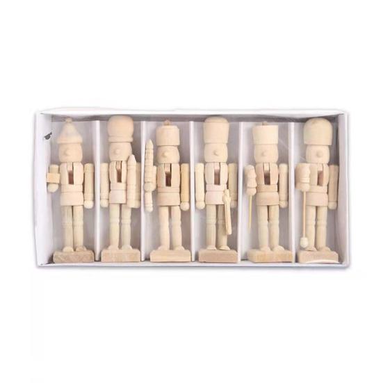 18CM Noël Bois Non Fini Figurine Casse-Noisette Bricolage Vierge Non Peint Figurine de Soldat Ornement Décoration Fête de Vacances
