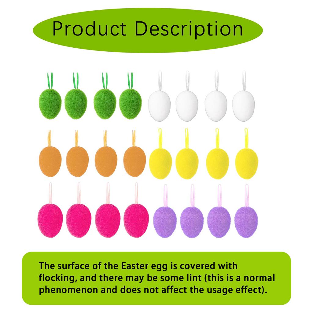 24 Easter Eggs, Wool Easter Eggs, Filled With Foam Stuffing