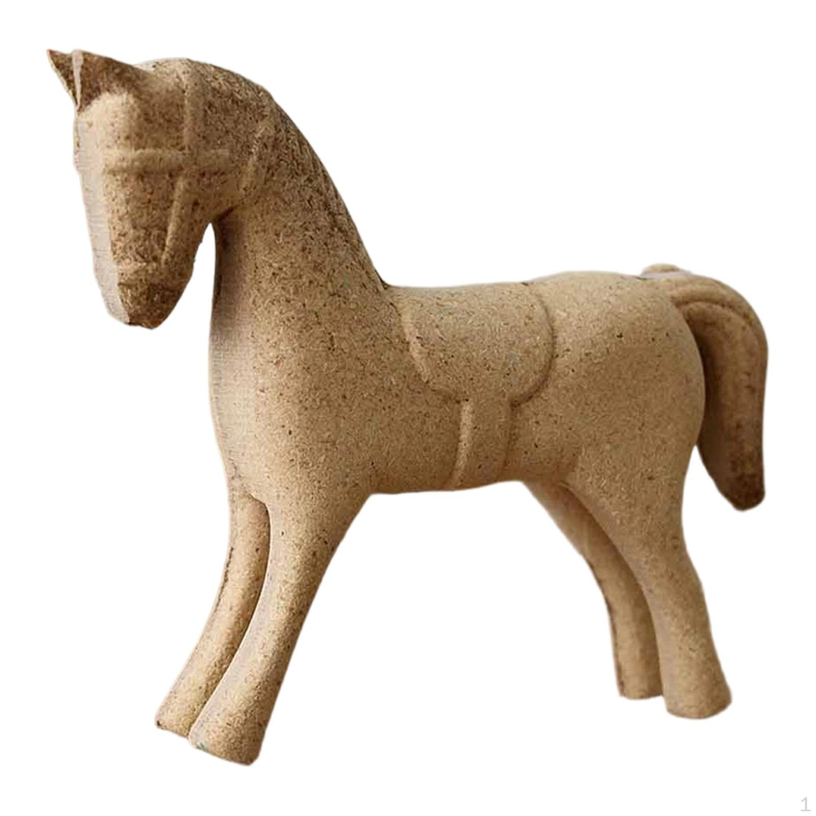 

Wood Horse Figurine, Blank Animal Ornament, Unpainted Statue for Holidays Style A
