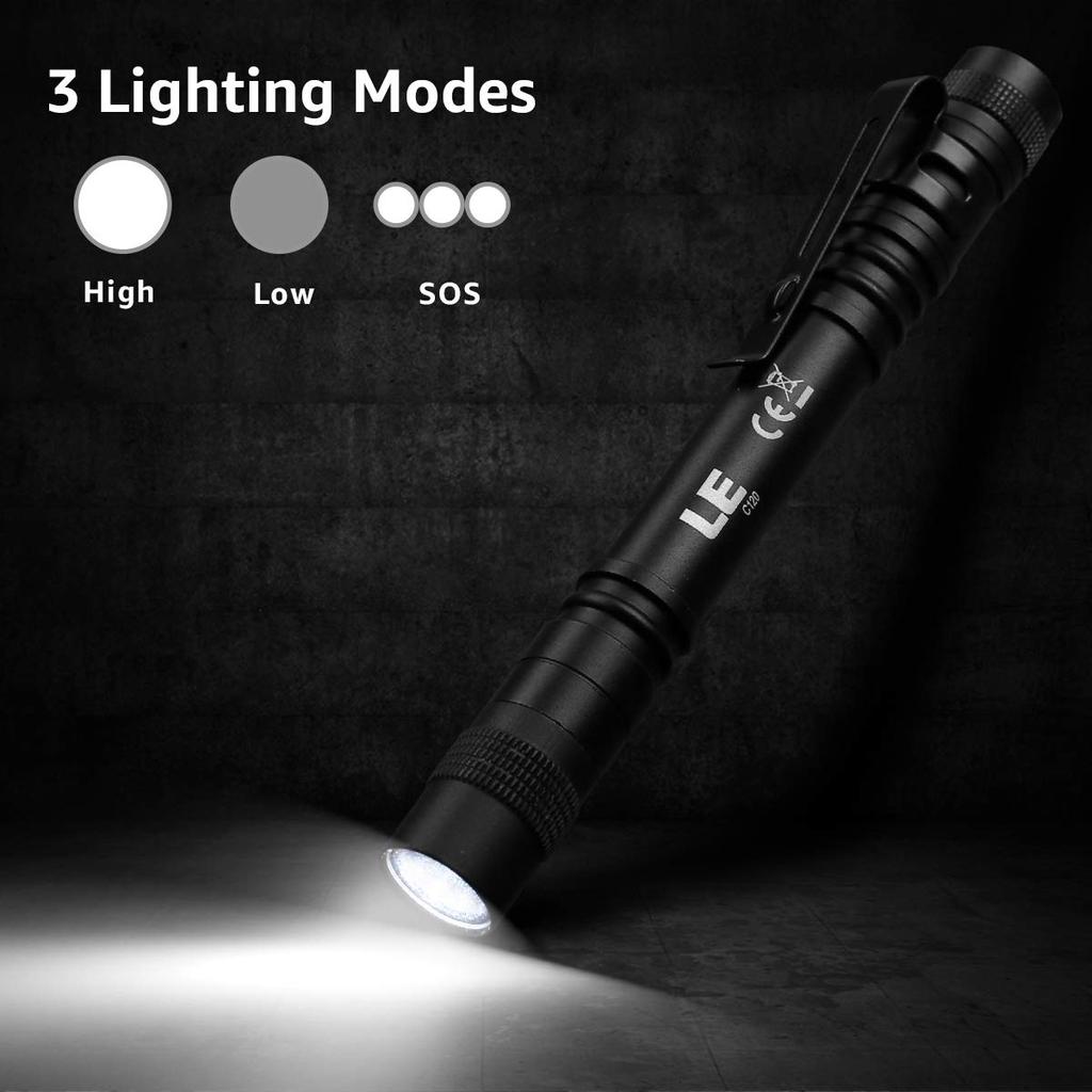 Lepro LED Ficklampa, Liten Pennlampa, Set om 2 [Hög LjusstyrkaLjusstyrka 120 Lumen3 Nivåer DimningVattentätAluminiumlegeringKraftig] Levereras med