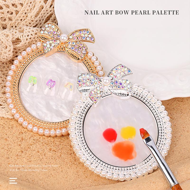 Nail Art Palette Resin Large Bowknot Pearl Diamond Nail Art Display Board Japanese-style Nail Art