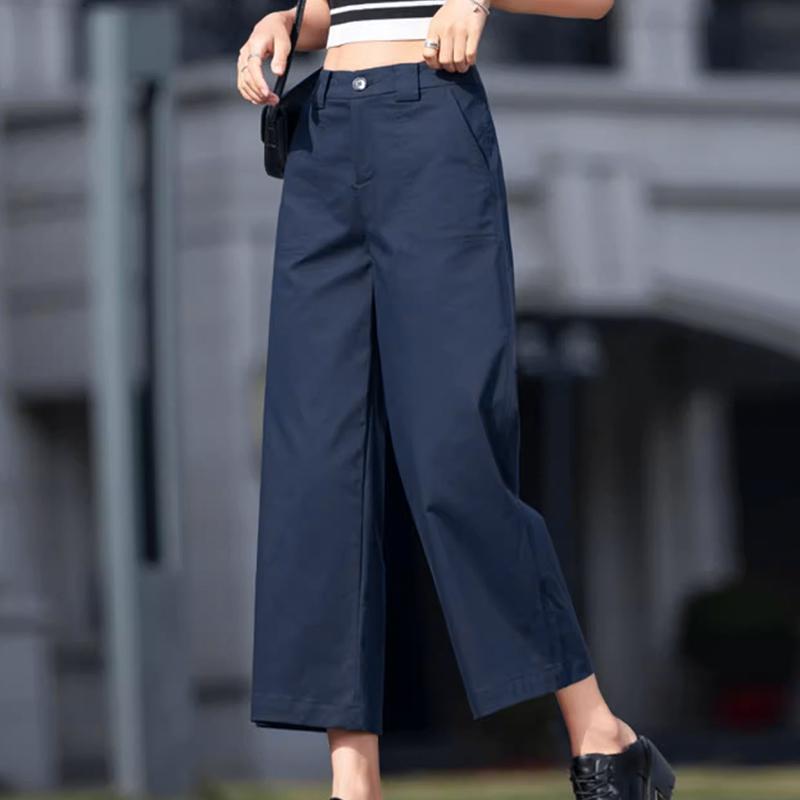 

Женские повседневные брюки ZANZEA с высокой талией, однотонные, свободные, с карманами M синий